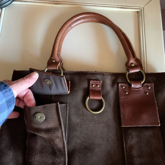 Sundance brown suede & leather boho/western style handbag - Picture 2 of 6